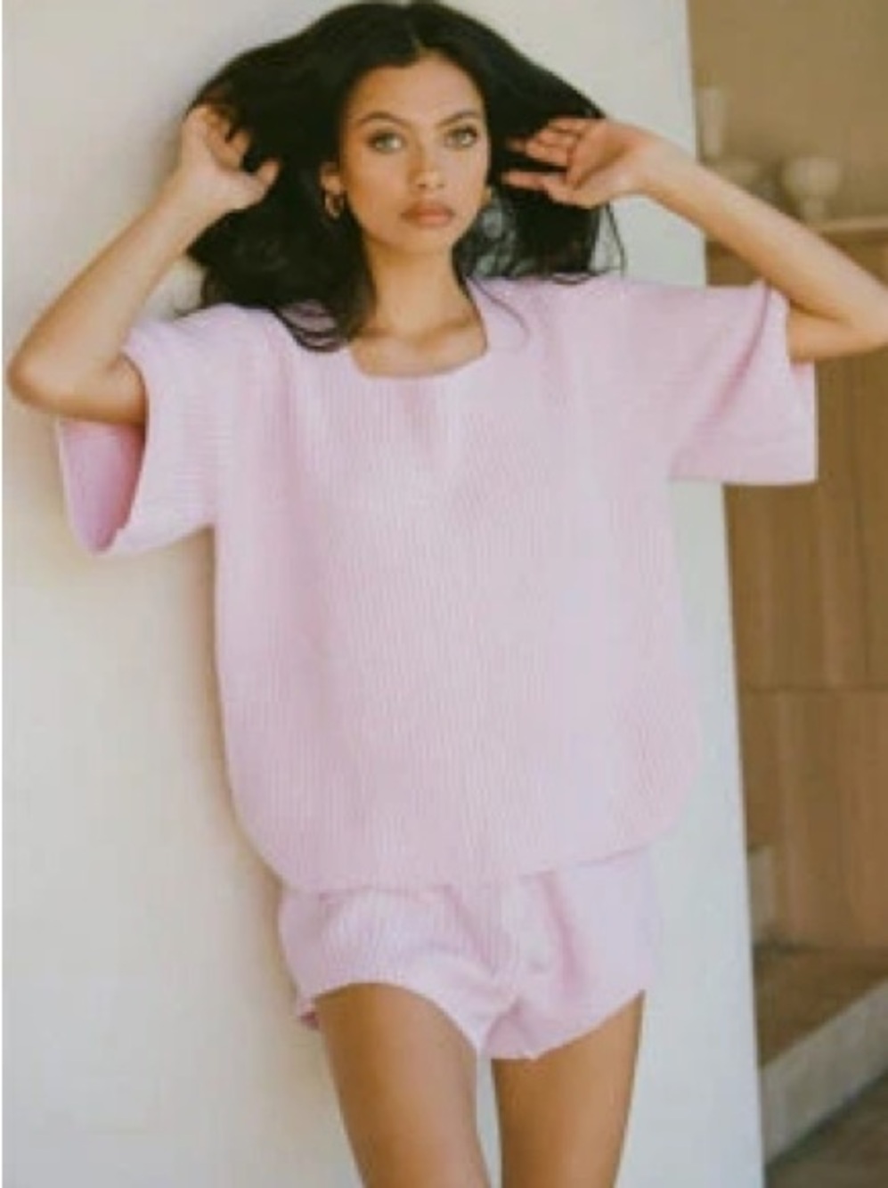 Sabo Skirt Matching Set Powder Pink Knit Medium